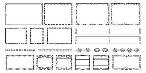 Collection of hand-drawn decorative frames borders and dividers