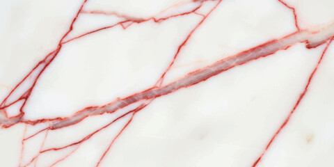 White marble texture with striking red veins, elegant natural stone pattern.