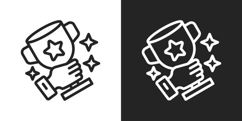 Achievement Icon In Black And White Outline Style