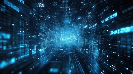 Digital data moving through abstract network connecting global technology