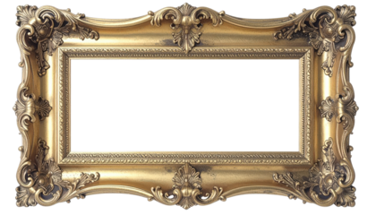 Ornate Golden Picture Frame with Intricate Carvings 2.