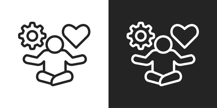 Stress Management Icon In Black And White Outline Style