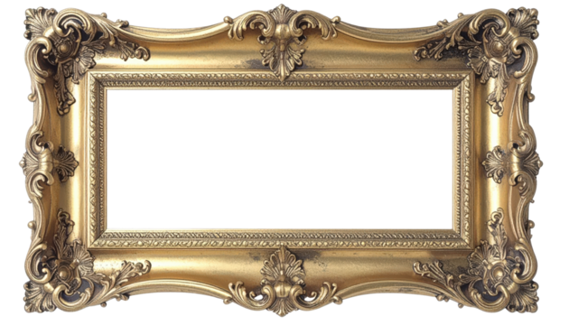 Ornate Golden Picture Frame with Intricate Carvings 2.