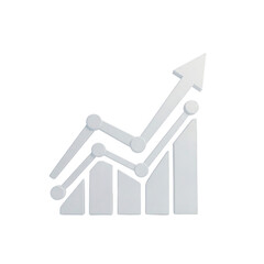 Growing finance graph with upward arrow isolated on transparent background for analytics and trading