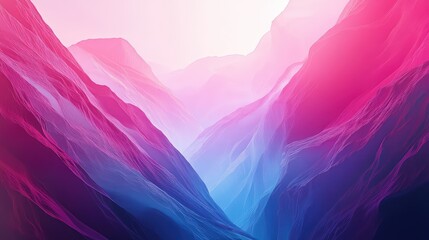Abstract mountain landscape with vibrant pink and blue colors