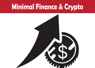 Minimal rising arrow boosting dollar crypto coin value vector illustration
