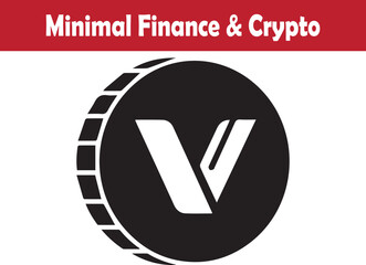 Minimal crypto coin symbol featuring bold virtual currency vector illustration