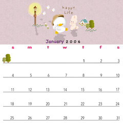Calendar for 2026, new years, little planet, back to school, printable, painting, cute and happy, 12 months, January 