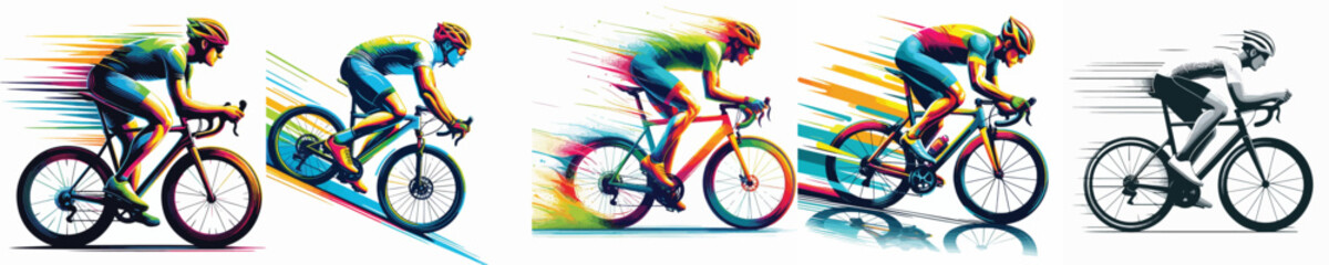 Fototapeta premium vector image of a man cycling with a white background