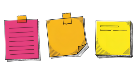 Colorful Hand- Drawn Sticky Notes with Tape notepad