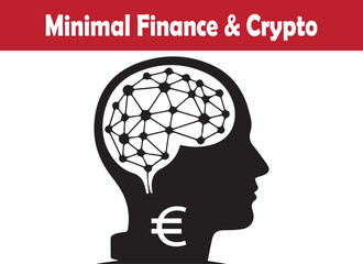 Minimal euro crypto brain network showing financial intelligence vector illustration