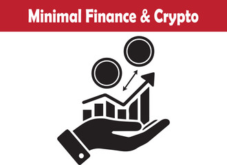 Minimal financial market growth supported by open hand vector illustration