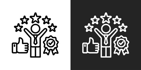 Reputation Icon In Black And White Outline Style