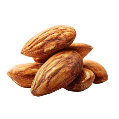 Pile of whole roasted almonds with textured brown shells against black background nuts food, Cut Out, Isolated On White Background, Png Transparent