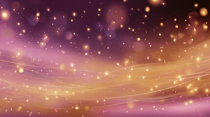 Golden glittering particles and glowing streaks creating festive abstract background