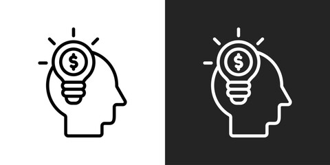 Imagination Icon In Black And White Outline Style