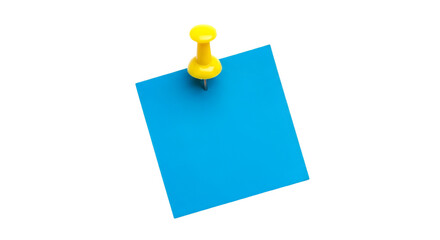 Blue Square Sticky Note Pinned with Yellow Thumbtack