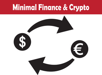 Minimal currency exchange cycle showing dollar euro transfer vector illustration