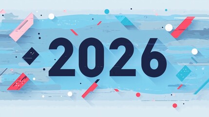 Minimalist artistic 2026 typography. 2026 new year celebration.
