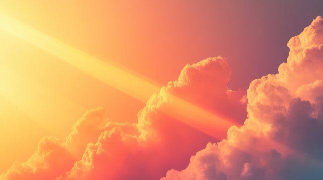 Glowing sky with clouds and vibrant sunbeams - Powered by Adobe