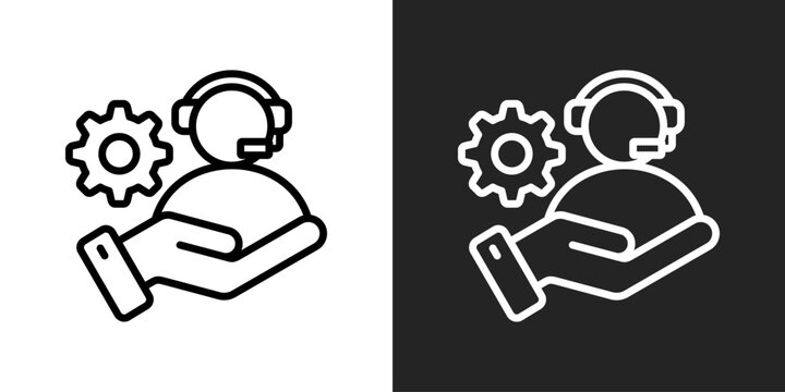 Technical Support Icon In Black And White Outline Style