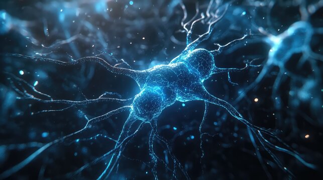 Neuron network transmitting electric signals in human brain