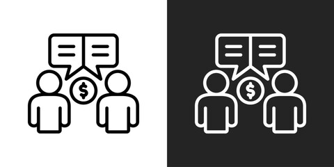 Conversation Icon In Black And White Outline Style