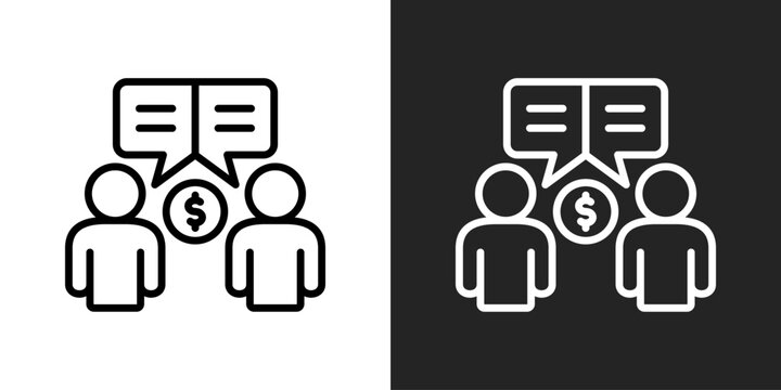 Conversation Icon In Black And White Outline Style