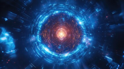 Digital data tunnel gateway with glowing core