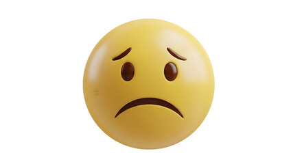 Fototapeta premium Three dimensional sad face emoji with a sorrowful expression.