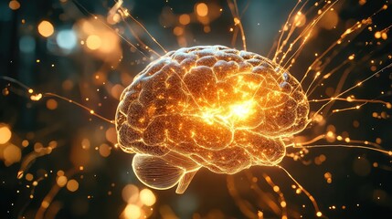 Brain connections transmitting data and artificial intelligence concepts