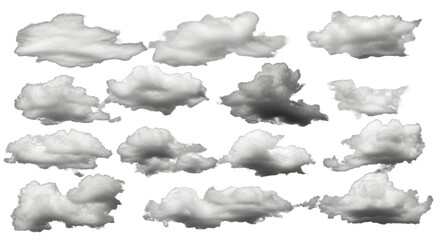 Digital Clouds Clipart Images Collection with Checkered Background Stock Photography Asset