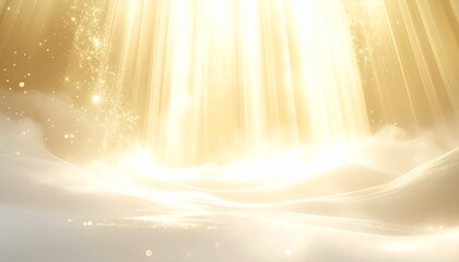 Radiant golden light rays shining down through a dreamy, cloudy sky, evoking a sense of divine hope, peace, and ethereal beauty