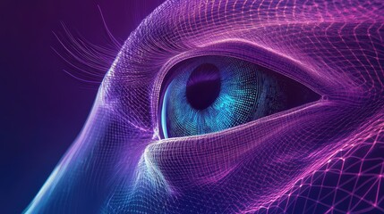 Artificial intelligence eye watching digital data flow