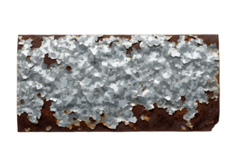 Grungy textured metal sheet with peeling paint revealing aged rust, perfect for industrial design backgrounds and distressed effects