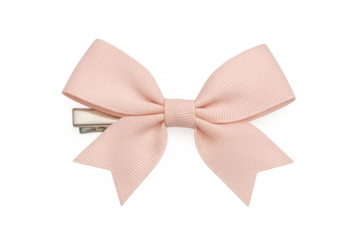 Pink grosgrain ribbon hair bow clip, a charming accessory for girls, women, and babies. Isolated with transparent background