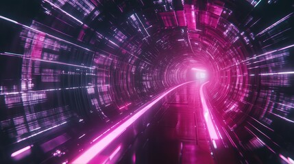 Fototapeta premium Sci fi data tunnel with speed blur effect