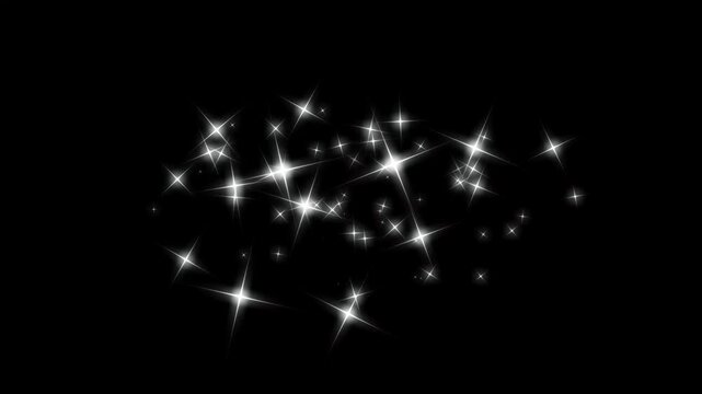 Magic sparkles glitter line stars, glitter star line, 2D shining twinkle effect, fairy dust wand glitter stars, glittering Glitter stars, particle line move light effect on black screen background