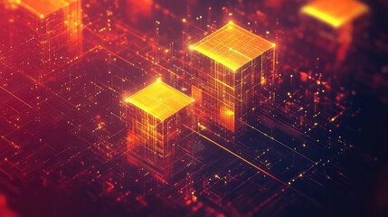 Digital data cubes representing network connection and technology