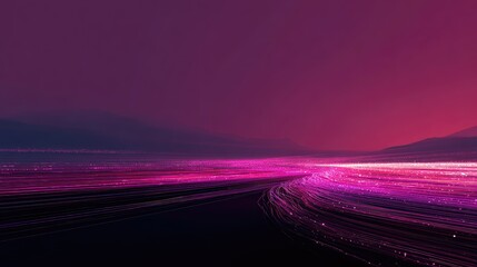 Digital data streaming across a futuristic cyber landscape