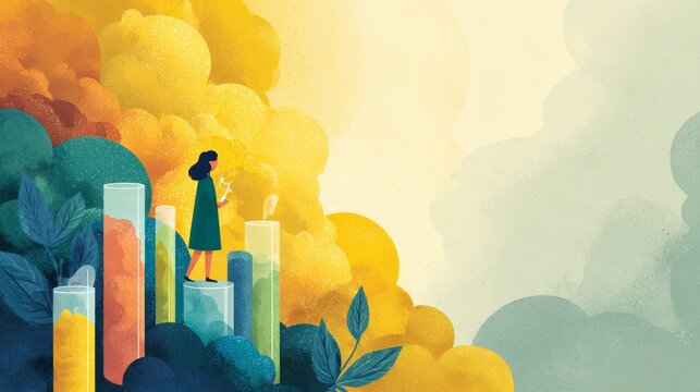 vector of a child observing a science experiment