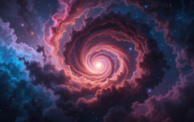 Fantasy Universe Art: Swirling Gas Clouds and Sparkling Stars.