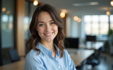 A professional in a modern office, a scene of inclusive workplace culture, a portrait of a welcoming environment. High quality