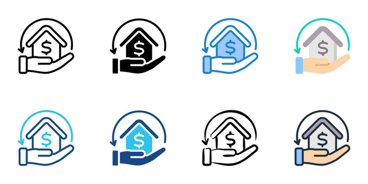 Reverse mortgage icon set multiple style collection 
