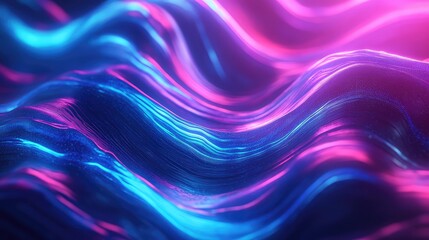 Obraz premium Neon glowing flowing waves representing digital data energy