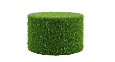 Perfect Green Grass Cube Isolated on Transparent Background for Nature and Ecology Designs
