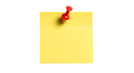 Yellow Sticky Note Pinned with Red Pushpin paper