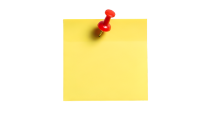 Yellow Sticky Note Pinned with Red Pushpin paper