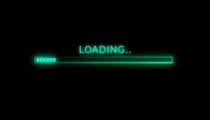 Digital Loading Bar Progress on Black Background.
