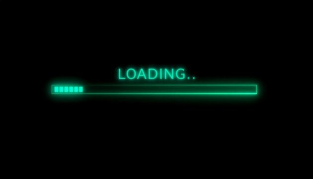 Digital Loading Bar Progress on Black Background.